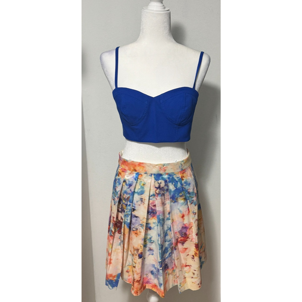 Aqua Dress Womens 8 Cut Out Pleated Abstract Party Beachy Indie Sleaze Going Out